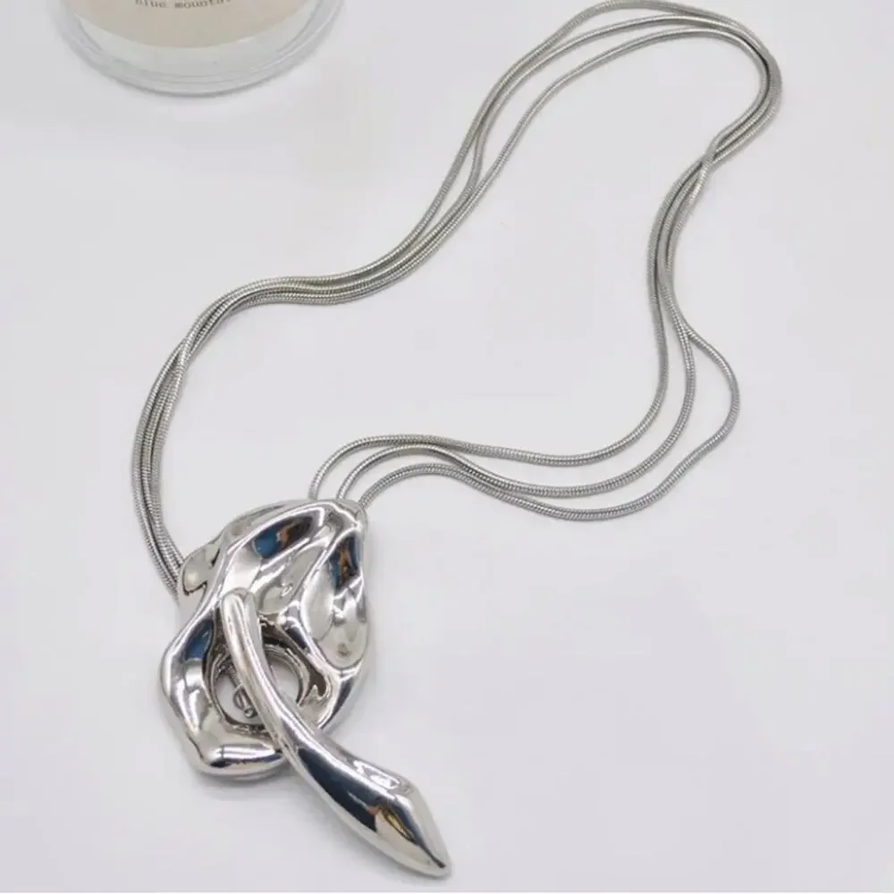 Silver Geometric Handmade Creative Design Necklace Party Event